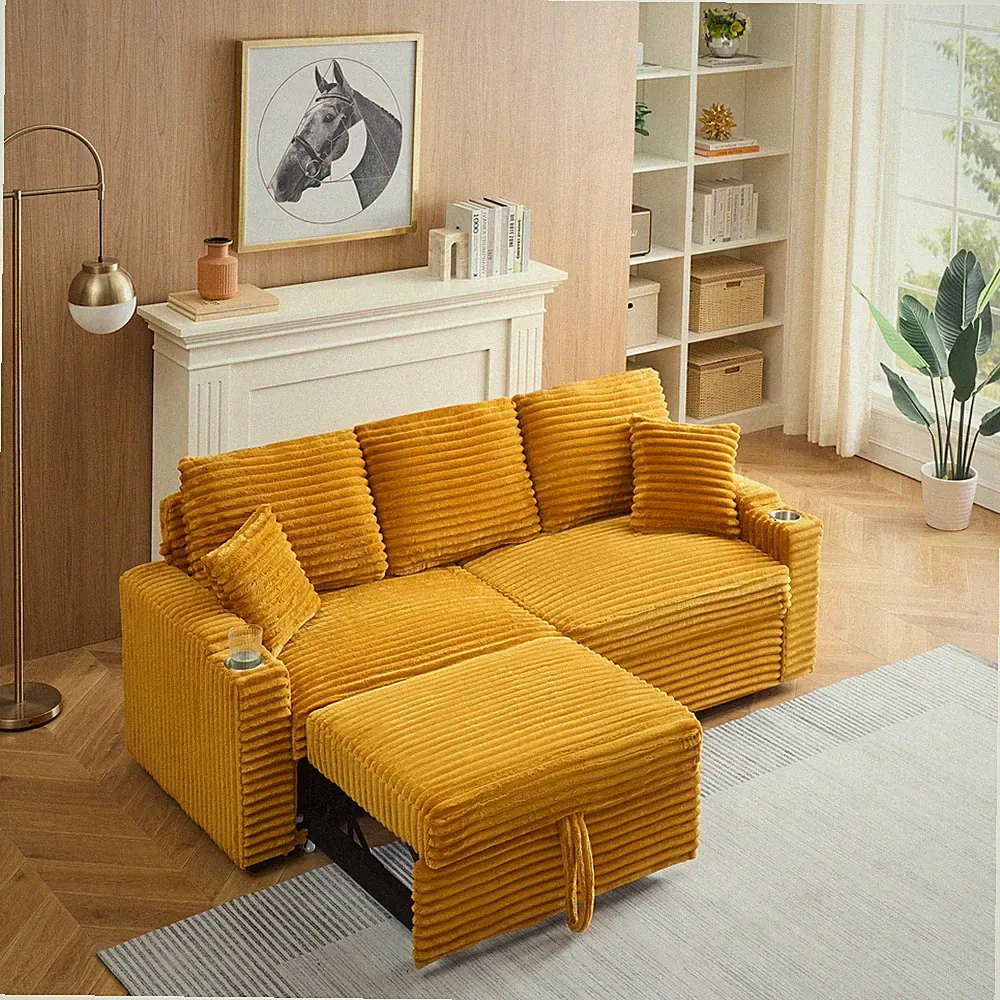80-inch two-in-one pull-out sofa, foldable and hidden reclining function, cord