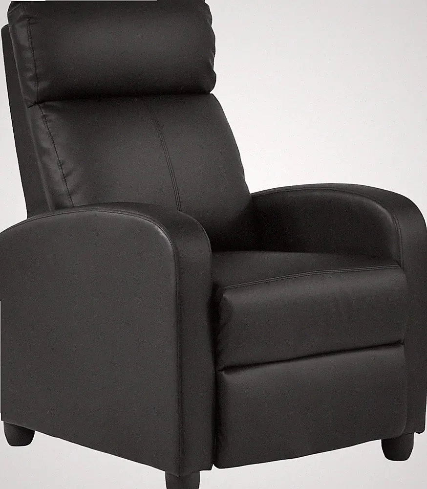 Black PU Leather Recliner Chair with Lumbar Support for Home Theater