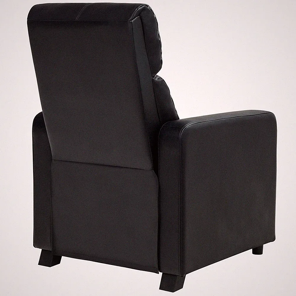 Bowery Hill Modern Faux Leather Push Back Home Theatre Recliner in Black