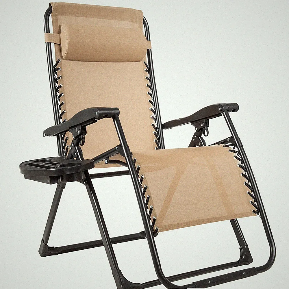 Costway Zero Gravity Chair Oversize Lounge Chair Outdoor Folding Recliner Beige