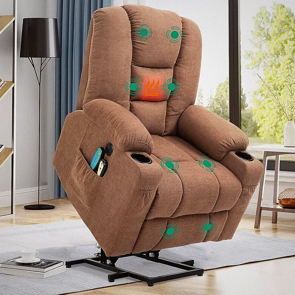 Electric Power Lift Recliner Chair Heated Massage Sofa for Elderly w/ USB Charge