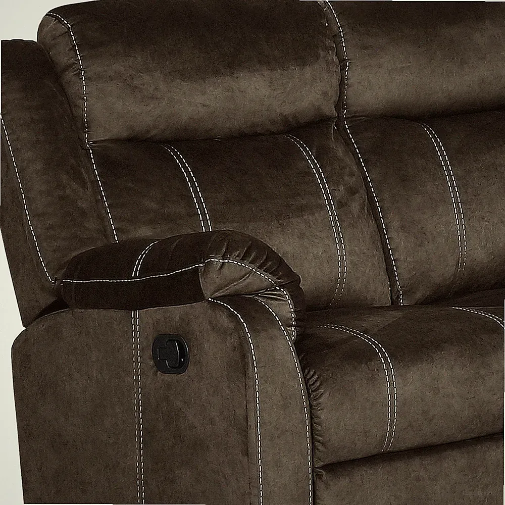 Global Furniture USA Domino Fabric Brown Reclining Loveseat w/ Console Drawer