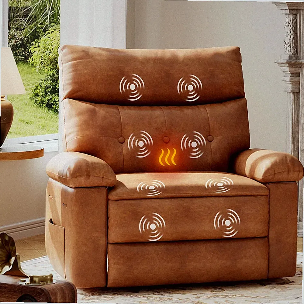 Manual Swivel Rocker Recliner Chair Wide 1.5X Sponge Recliner Sofa for Bedroom