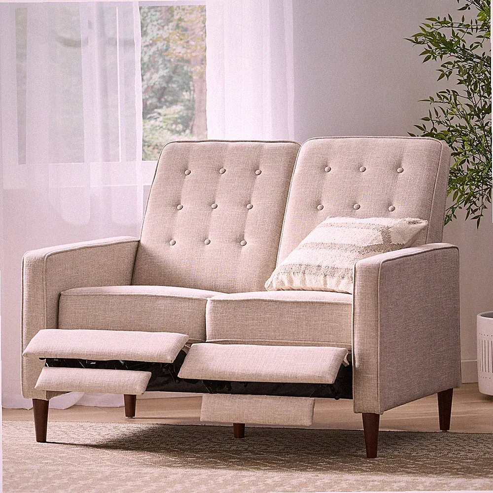 Manville Contemporary Tufted Loveseat Pushback Recliner