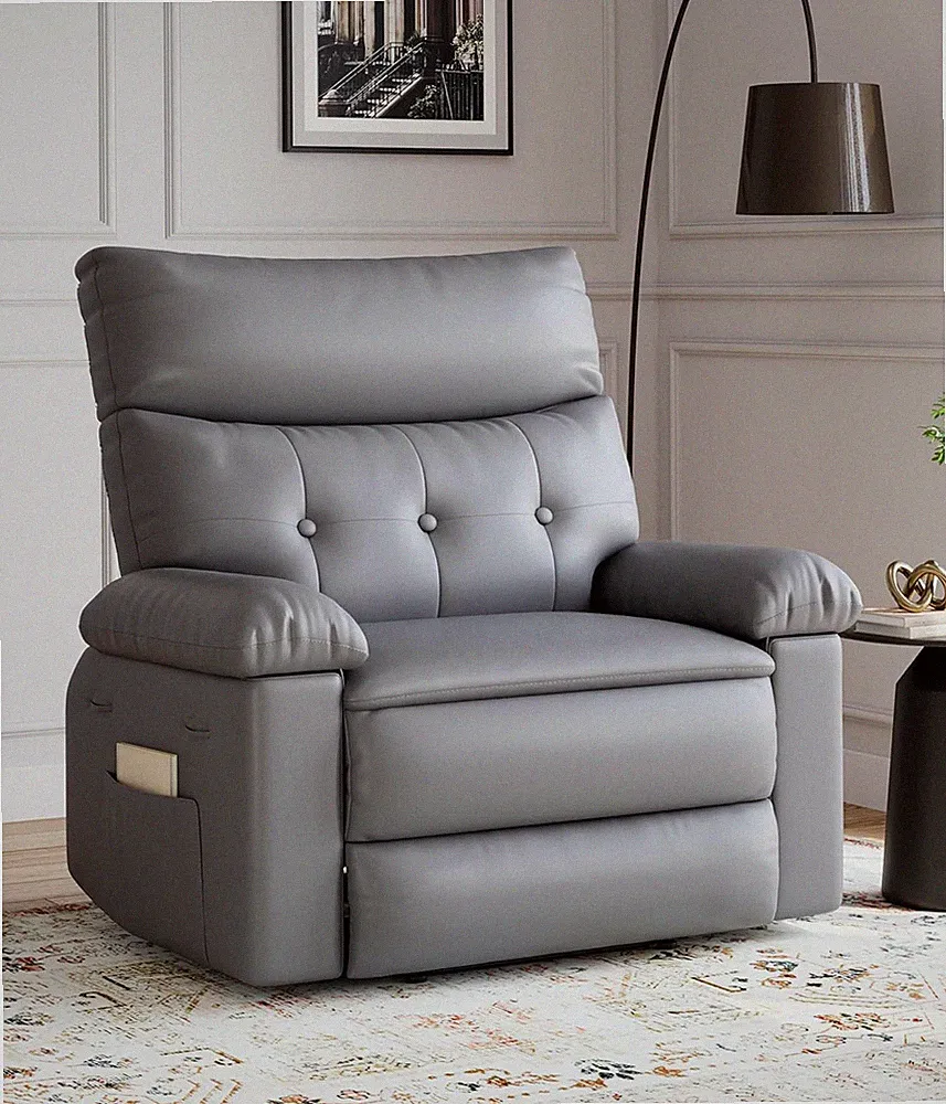 Oversized Leather Recliner Chair, Swivel Rocker Manual Recliner for Adults, Lazy