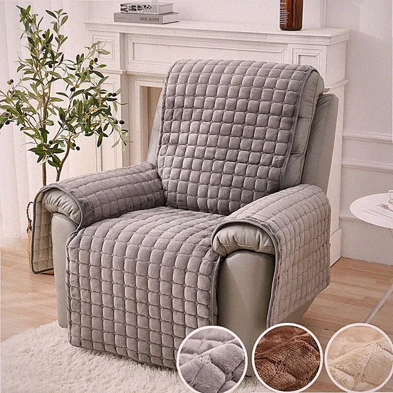 Recliner Chair Cover Slipcover Reversible Protector Anti-Slip Sofa Flannel~