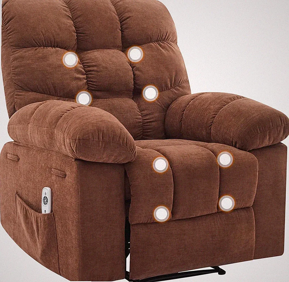 Recliner Chair with Massage, Heat & Lumbar Support for Living Room & Theater